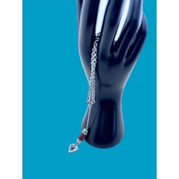 Brighton Heart Song Red Hearts Beads Dangle Silver Necklace 18". Y Necklace. - Picture 5 of 5